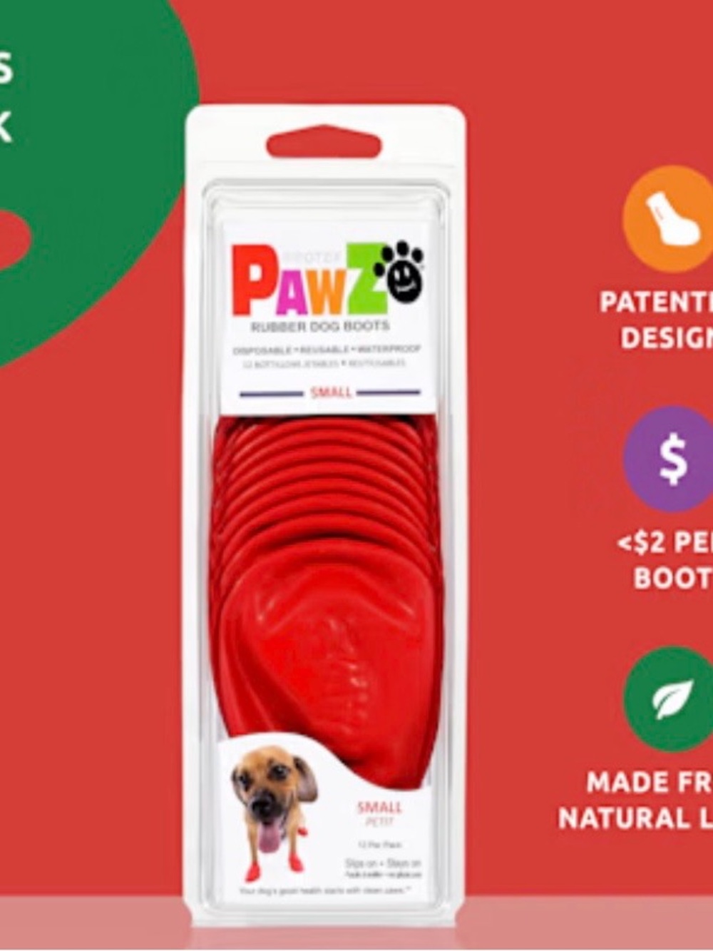 PAWZ Rubber Dog Boots, Small new